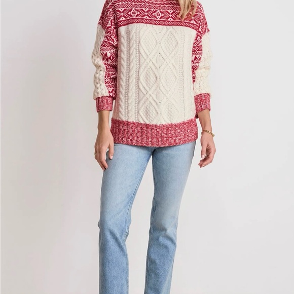 Vineyard Vines Chunky Fair Isle Mock Neck Merino Wool & Cashmere Blend Sweater - Picture 4 of 8